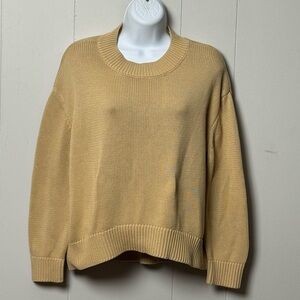 OAK + FORT Women Tan Cotton Blend Long Sleeve Crew Neck Oversized Sweater Size S